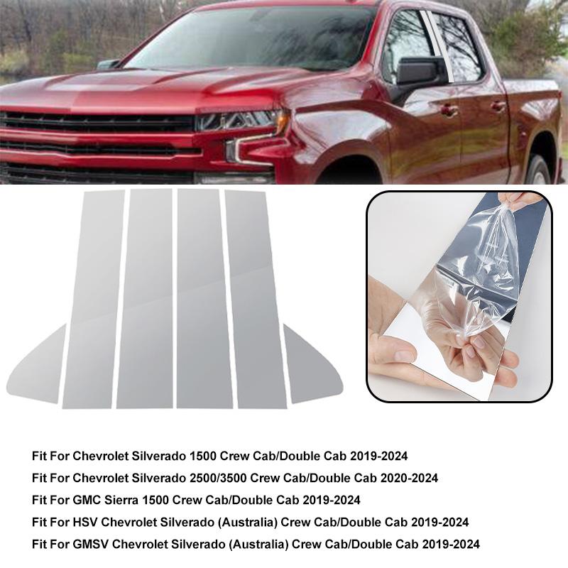 Chrome For Chevrolet Silverado 1500 Crew Cab Double Cab 2019-2024 Pillar Posts Car Window Trim Cover BC Column Stickers