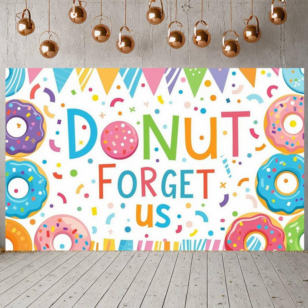 Farewell Event Backdrop Donut Themed Sweet Celebration Banner Dessert Party Banner Festive Pattern Donut Theme Banner