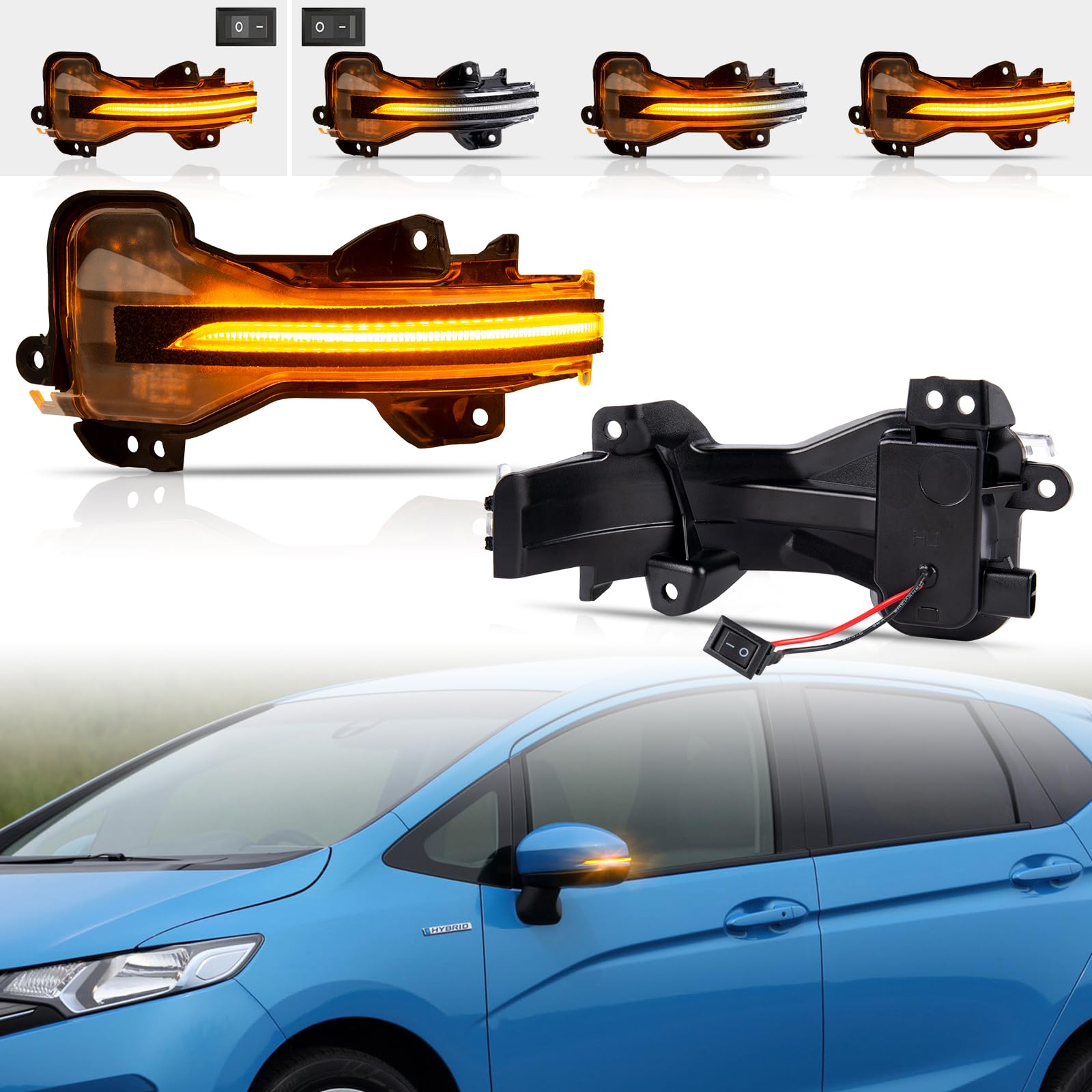 

POPMOTORZN-ONE LED Door Mirror Sequential Turn Signal [Vehicle Inspection Compatible] N-WGNCR-V Fit Shuttle Odyssey Side Mirror Turn Signal Vezel
