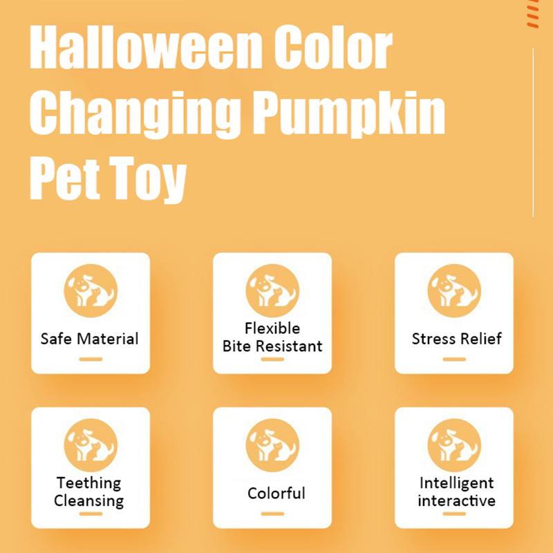Halloween Pet Toys Color Changing Pumpkin Rubber Material Is Tough Tear Resistant Dog Interactive Training Toys Pet Supplies