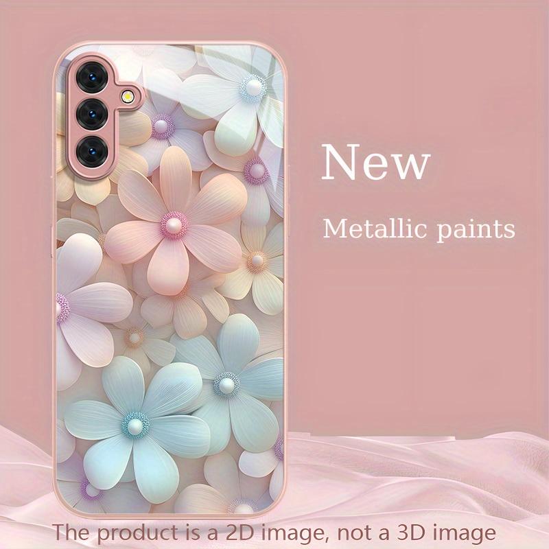 Bunte blumenverzierte Glas-Handyhülle geeignet für Samsung Galaxy S26 S25 S24 S23 S22 S20 S11S10 FE/Ultra/Plus sturzsicher