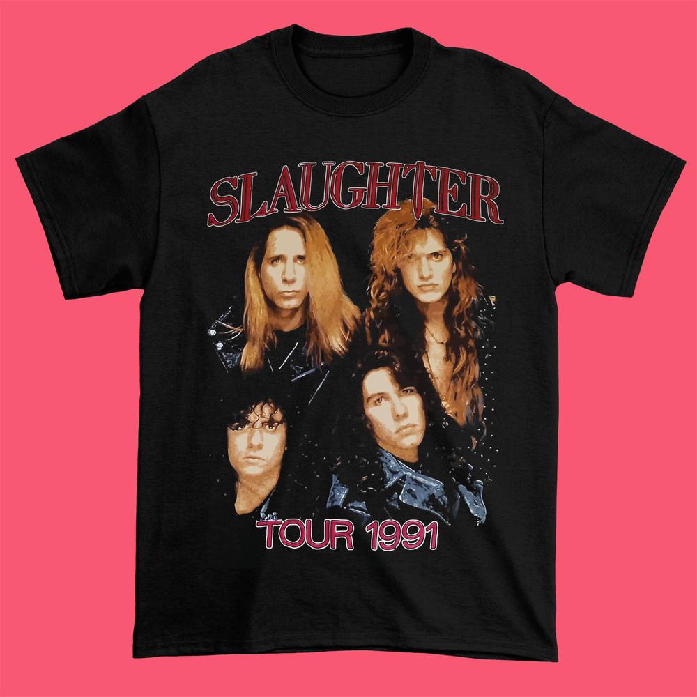 

Slaughter And Firehouse Band Tour 1991 Cotton All Size Black Unisex Shirt BL002 Unisex T-Shirt XXXXL