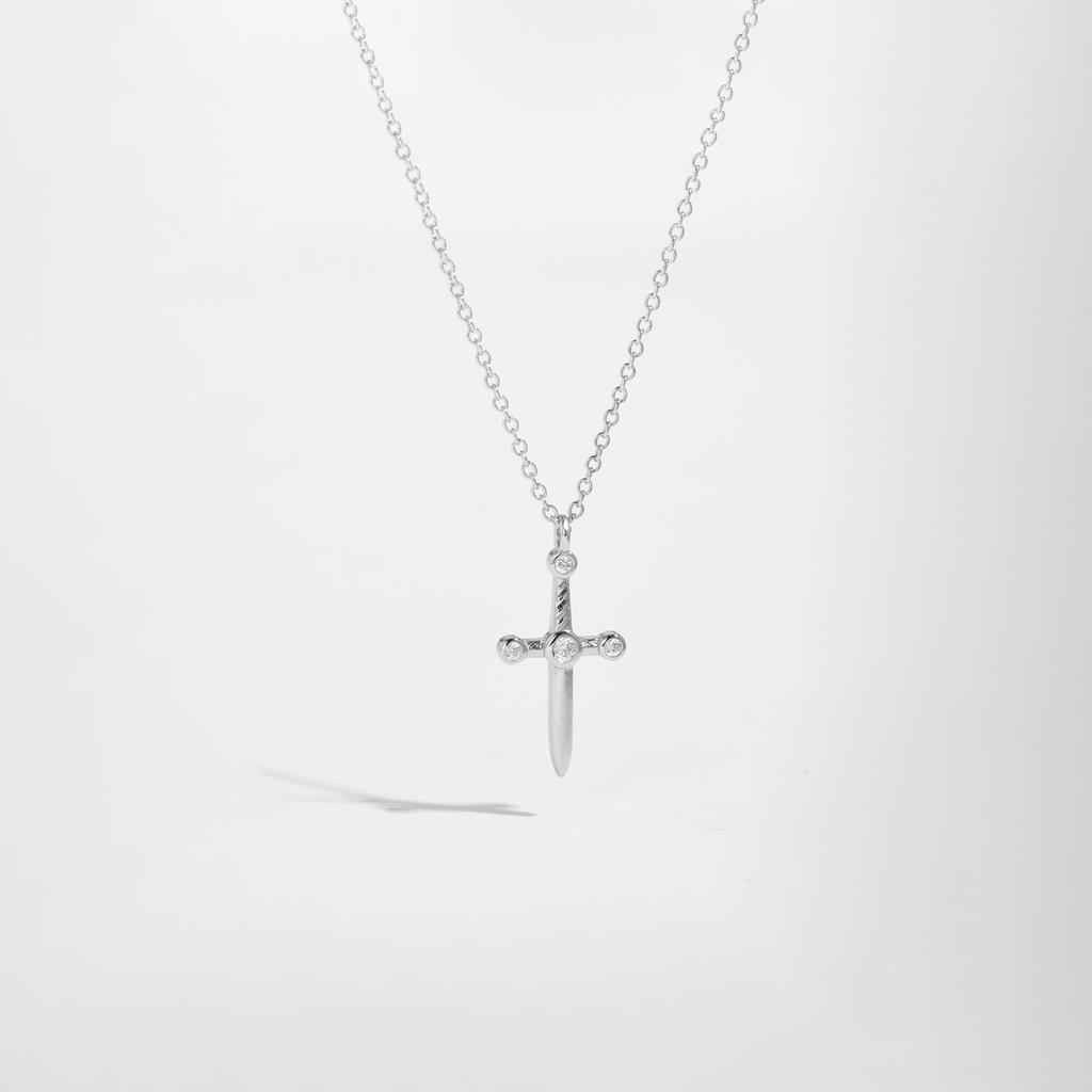 Neuer Sterling Silber Gold Schwert Kleiner Anhänger Lange Kette Halskette Schlicht Hochzeit Rock Punk Dünner Schmuck Geschenk