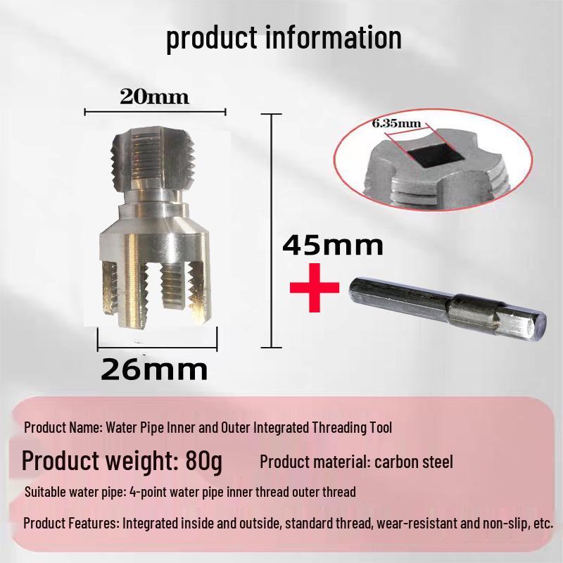 

Electric Drill Water Pipe Threading & Tapping Tool for Inner/Outer PPR, 4 & 6 Points
