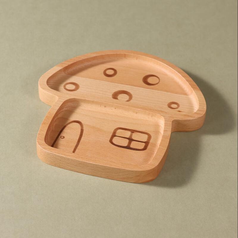 ZISIZ Cartoon Wooden Baby Dinner Plate