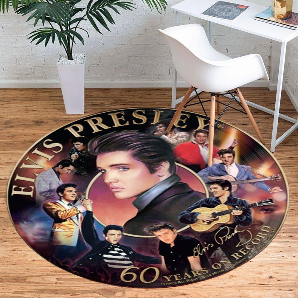 Elvis Presley: 60 Years On Record Commemorative CoinRound Non-Slip Chair Mat Chair Carpet for Office Rugs for Office Decor Gift For Valentine's Day Mo