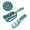 Hair Brush Comb Set Silicone Portable Detangler Hair Comb Set for Wet Dry Curly Hair Green