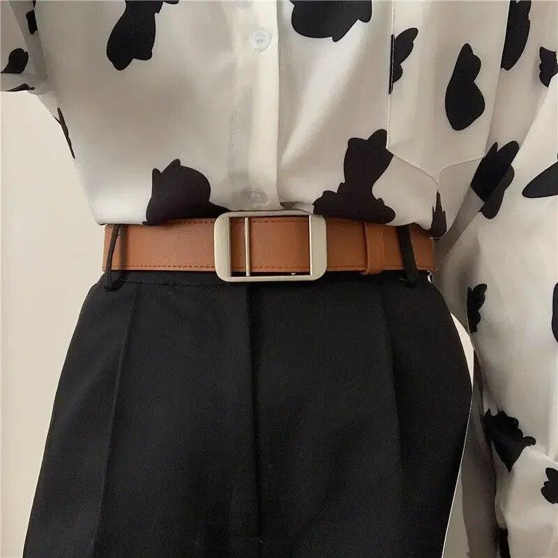 Modischer Taillengürtel für Damen, 3 cm breites PU-Band, kein Loch-Design, praktischer Gürtel für Damenkleider, Jeansgürtel