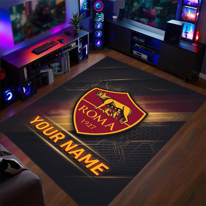 Crystal Velvet Rug AS Roma Print Custom Name Text Floor Mat Home Decor
