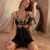 Sexy pajamas women's ice silk thin style with chest pad lace lace beautiful back suspender nightdress new style available