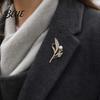 Durable Lapel Pin Ear of Wheat Faux Pearl Brooch Rhinestone