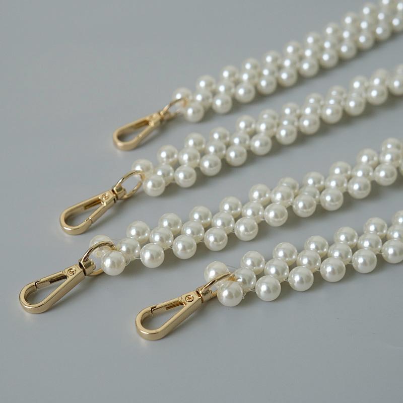 New Fashion Woman Handbag Accessory Parts Puring White Pearl Acrylic Resin Chain Luxury Solid Strap Women Vintage Clutch Chains