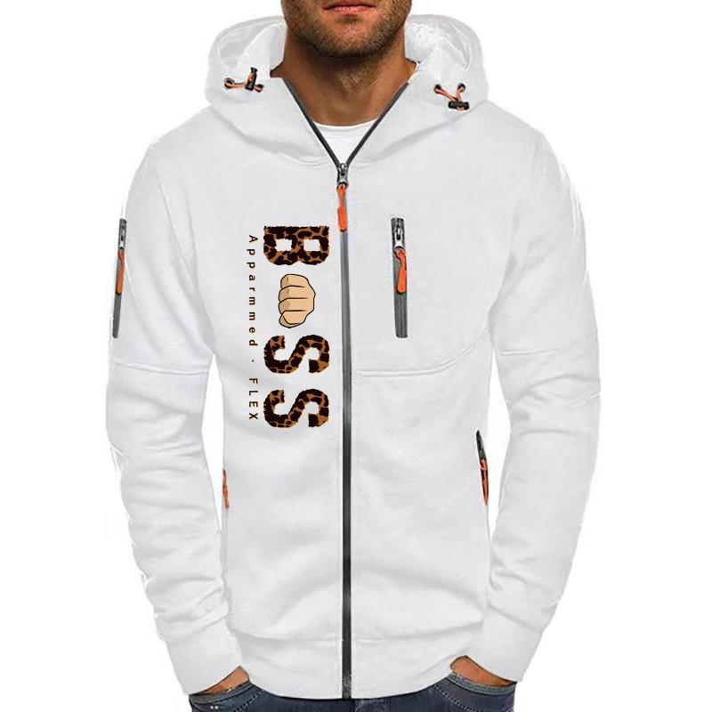Mens Hooded Sweatshirt Casual Sports Zip-up Top Fashion Print Hoodie S-XXXL