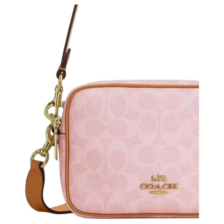 Coach Carey 18 Valentines Day Limited Edition Monogram Double Zipper Backpack Women Shoulder Bag Pink CEK74-IMPO