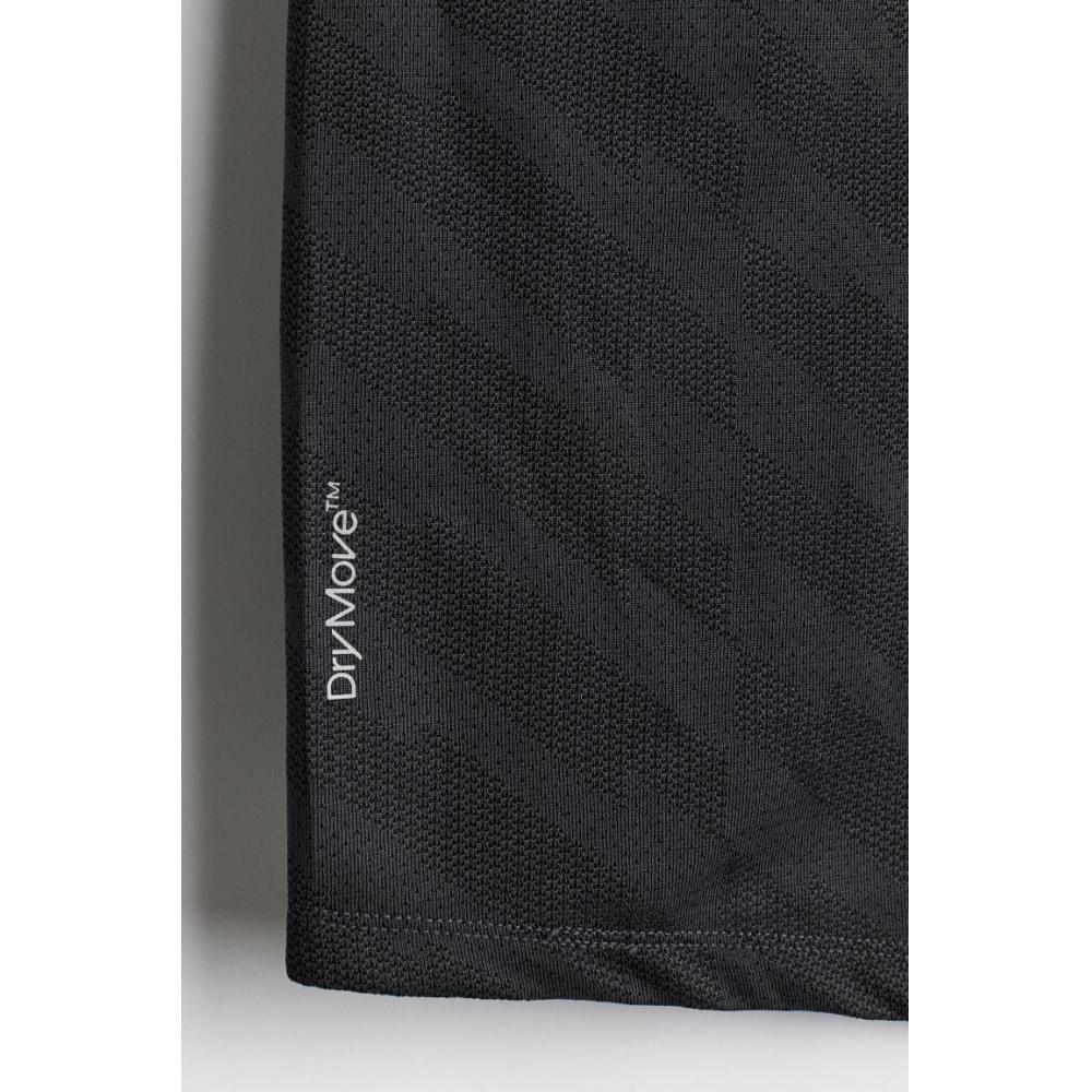 H M Sleeveless Sport Top Regular Fit dryMove Black Patterned