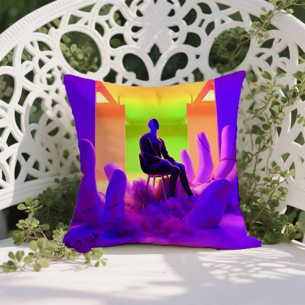 Cyberpunk Gradient Tone Pillow Case Anti-dustmite Pillowcase Invisible Zipper Silky Short Plush Sofa Cushion Cover