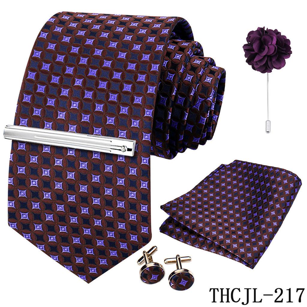 Men'S Business Dress Tie 5-Piece Groom Best Man Dress Accessories Gaowei Dense Jacquard Tie Worker