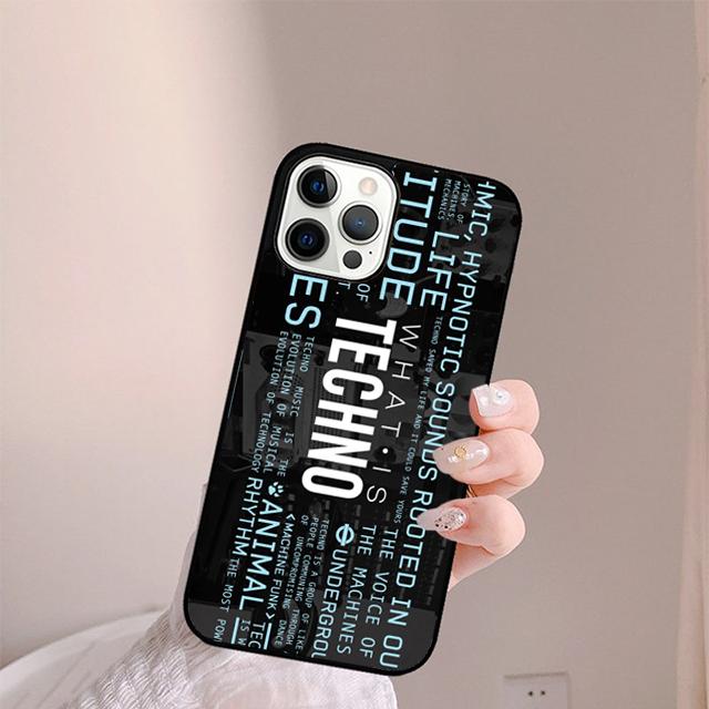 

Love Techno Music Quotes Phone Case For iPhone 17 Air 13 12 14 15 16 Cover For Apple Pro Max Plus Coque iPhone 11