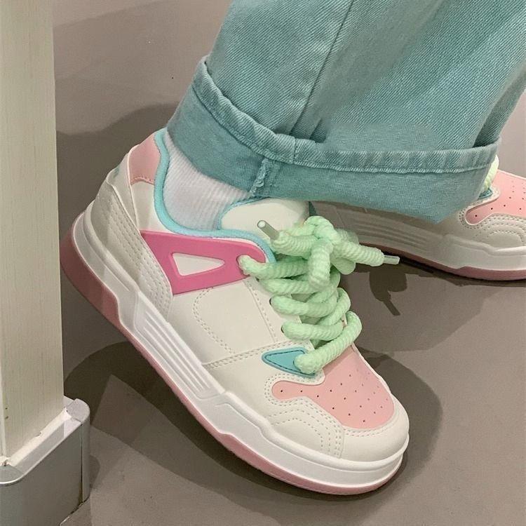 Popular Little White Shoes for Women 2025 Spring New Students Casual Breathable Versatile Heightening Thick-soled Chic Muffin Shoes for Women