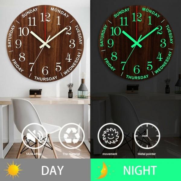 1PC Luminous Wall Clock Number Quartz Glow In The Dark Night Light