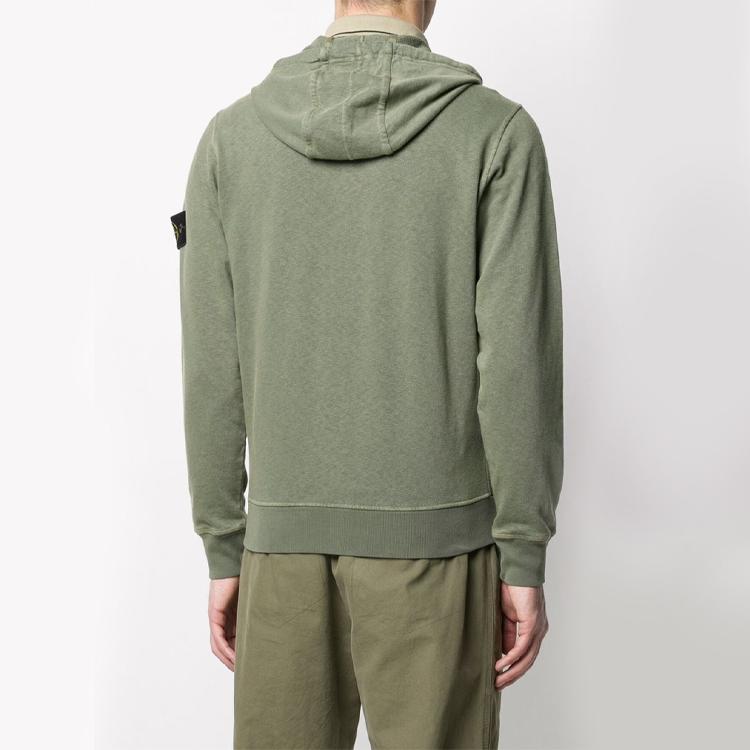 STONE ISLAND Zip Cotton Hoodie Men Hoodies Military-Green 721564251-V0058