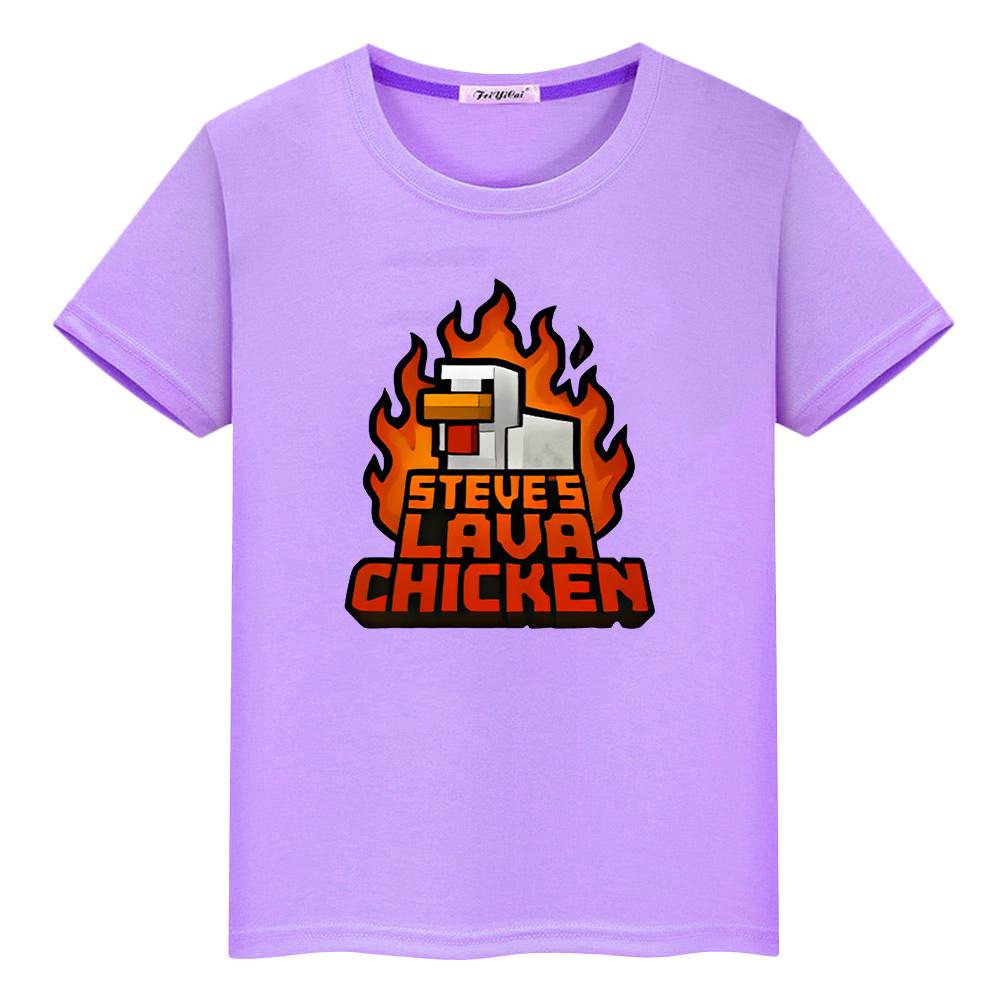 chicken jockey Kawaii t shirt for kids boy 10year 100%Cotton Print Cartoon Tops Anime Short Tees kids clothe girls y2k one piece