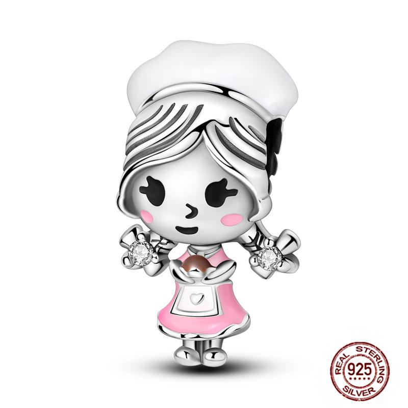 Pink Purple Series Charms Copper Murano Glass Butterfly Animal Paw Print Clasp Charm Beads Fit Original Bracelet Diy Jewelry