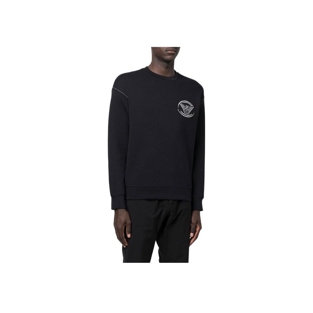Emporio Armani Ss22 Solid Color Logo Print Crew Neck Long Sleeve Sweatshirt Men Sweatshirt Navy-Blue 6L1M82-1JHSZ-0920