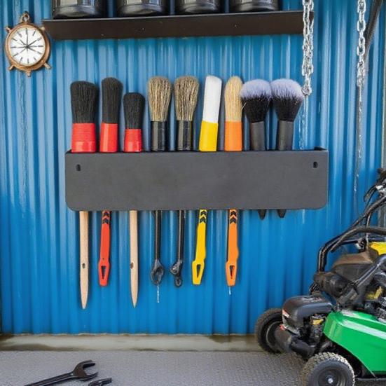 Detailing Brush Holder 10 Holes Wall Mount Car Detailing Brush Organizer Heavy Duty Detailing Brush Rack for Garage Workshop Storage And Organization
