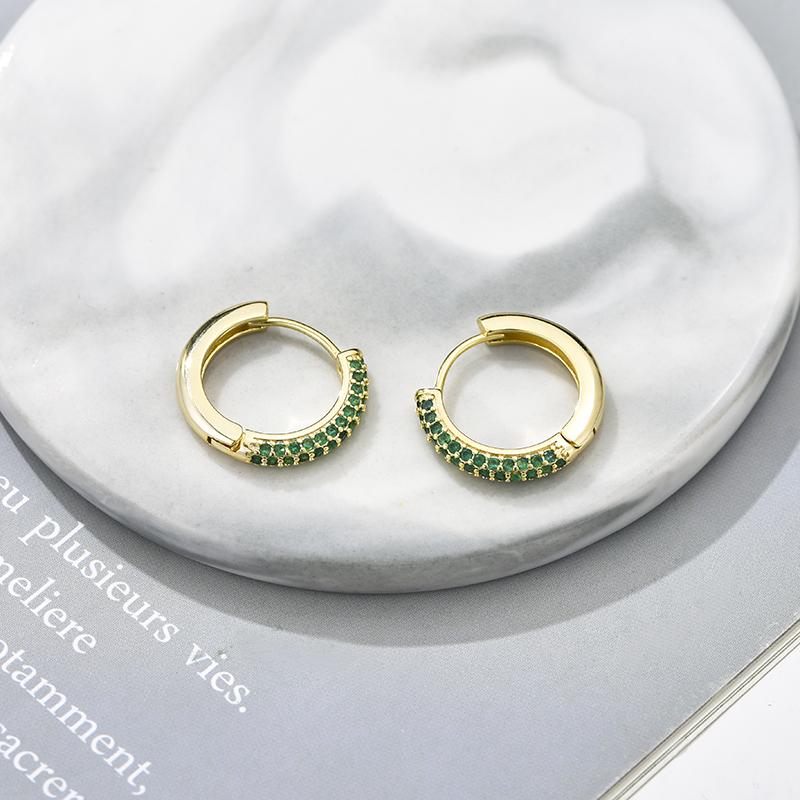 Classic Round Hoop Earrings For Women AAAA Zirconia Gold Color Elegant Wedding Huggie Ear Buckle Fashion Daily Jewelry Earrings
