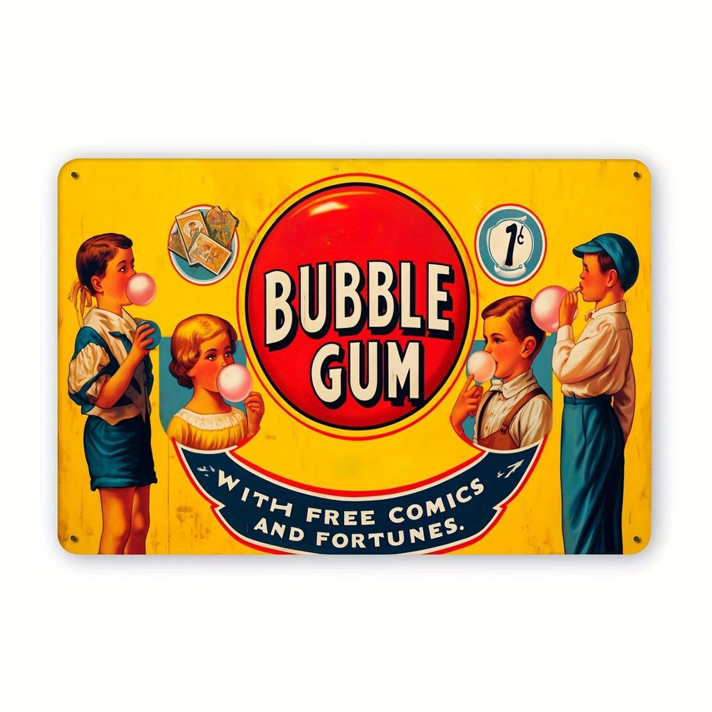 Vintage Double Bubble Gum Metal Sign  Classic Iron Wall Art for Home Bar Restaurant Garage Kitchen Decor