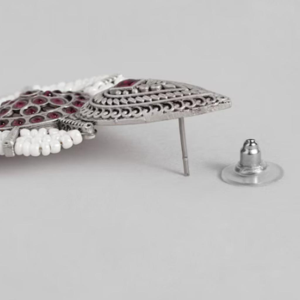 Oxidierte Silber polierte Ohrringe, Silberperlenschmuck, handgefertigte Ohrringe, Damen Mode Ohrringe