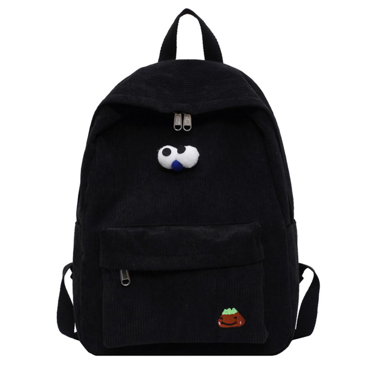 

Женский повседневный рюкзак в стиле колледж, вельветовая дорожная сумка большой вместимости, студенческий школьный рюкзак, женский рюкзак для старшеклассниц чёрный