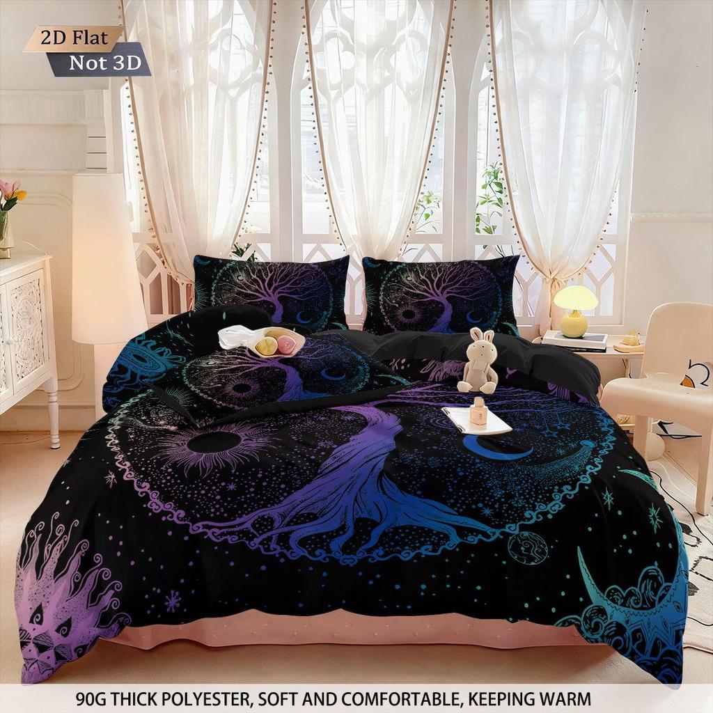 Customizable Tree of Life 3D Flannel Duvet Cover Set - 3-Piece Home Textile