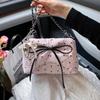 Ribbon Pendant Bow PU Shoulder Pouch Sweet Women Crossbody Bag Shopping French Chain Bag  Women
