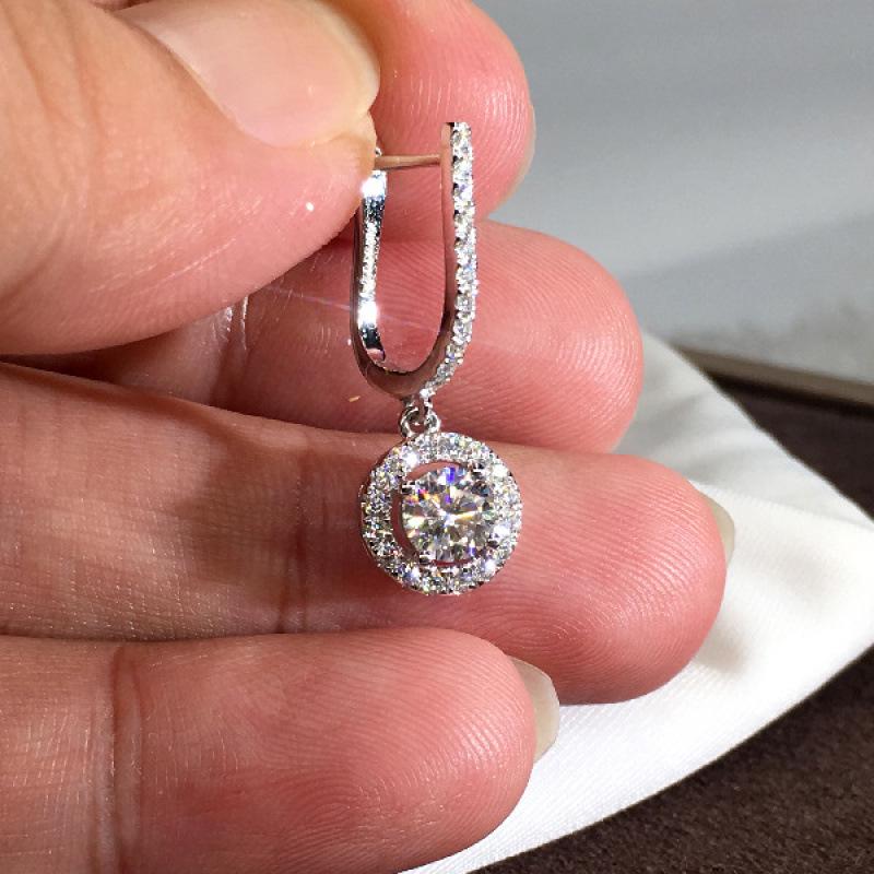 Elegant Zircon Round Dangle Earrings for Women - Stylish Influencer-Inspired Design