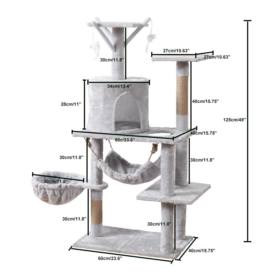 Velvet Cat Tree: Large Climbing Frame & Bed for Cats and Kittens, Space-Saving Design for All Seasons