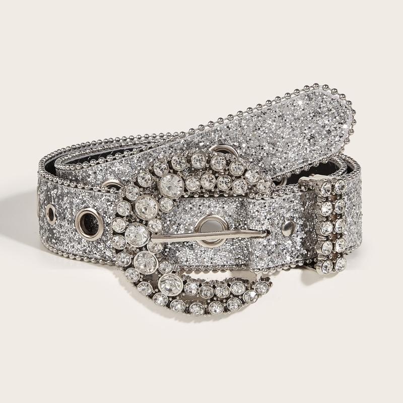 Adult Shinning Waist Belt Luxurious Pin Buckle Waist Belt Adjustable Length Full Diamond Rhinestone Belt for Nightclub
