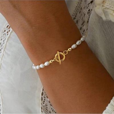 Minimalistisch Neu High-End und Atmosphärisch Damen Imitationsperle Edelstahl Armband Zirkon Kann DIY Zirkon Geschenk Großhandel
