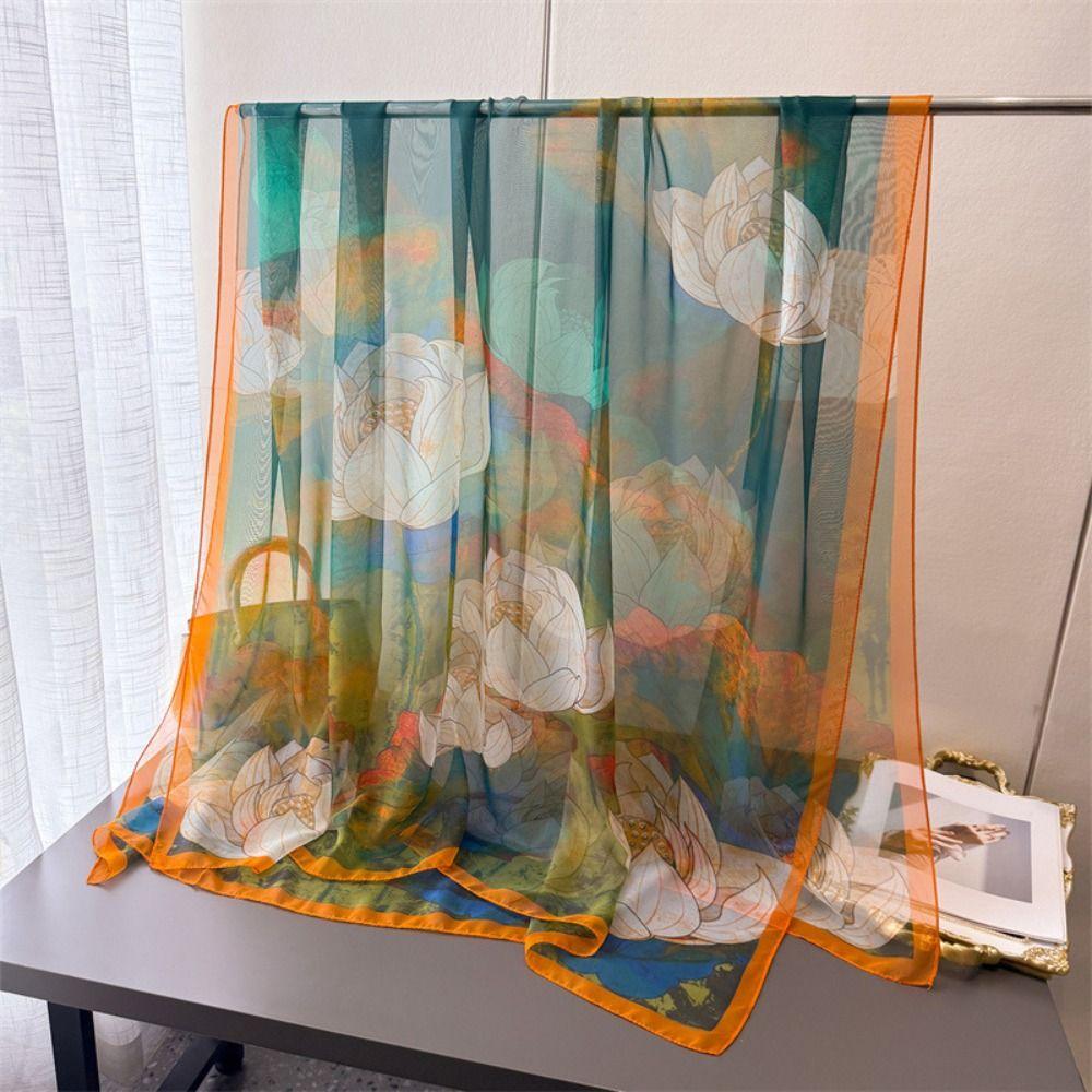 Polyester Tourism Long Shawl 185*120cm Neckerchief Luxury Bandanas  Female Accessories