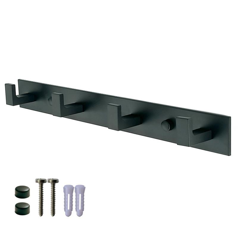 Bathroom Attachment Black Shelf Aluminum Alloy Shelves with Hooks Shampoo Holder Kitchen Storage Rack Key Hooks  Gang Hook