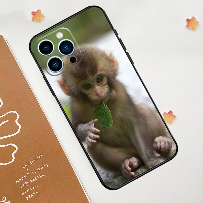 Cute Baby Monkey Animal Phone Case For iPhone 17 Pro Max 11 14 15 16 Pro Max 12 13 mini 16 Plus 16e 17 Air Funda