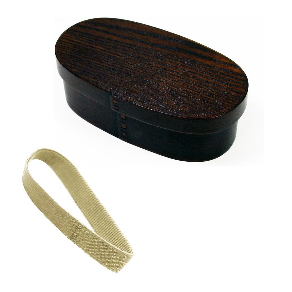 Osaka Choseido Magewappa Bento Polished Single Tier with 600cc Beige Bonus Box, Lacquer, Divider, (Oval Shape, Band, Included)