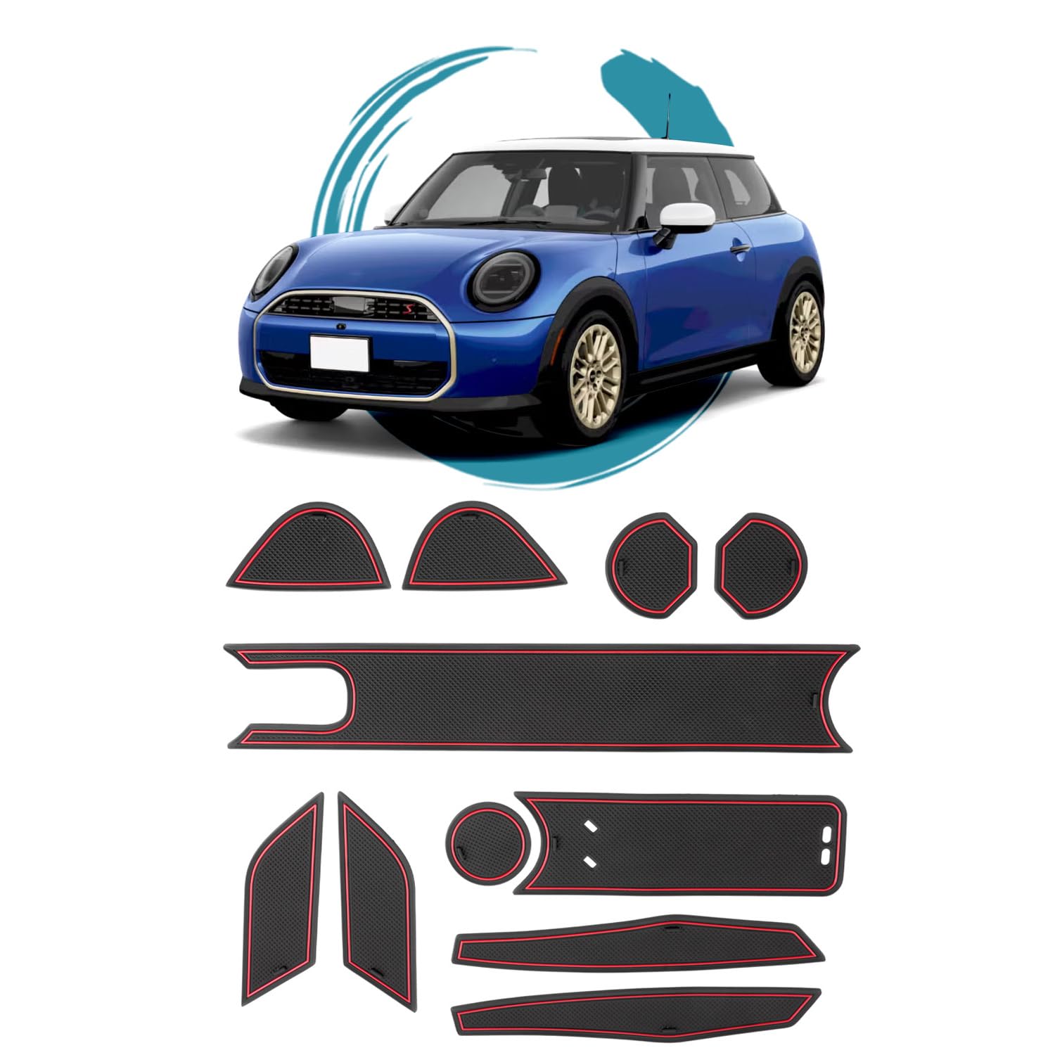 

ruiya 2024 New Model Mini Ace Man J05 Special Anti-Slip Rubber Mat Door Pocket красный