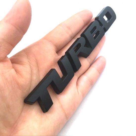 1PCS Car TURBO Metal Letter Sticker Emblem Badge Decal Accessories 3D Black Tool