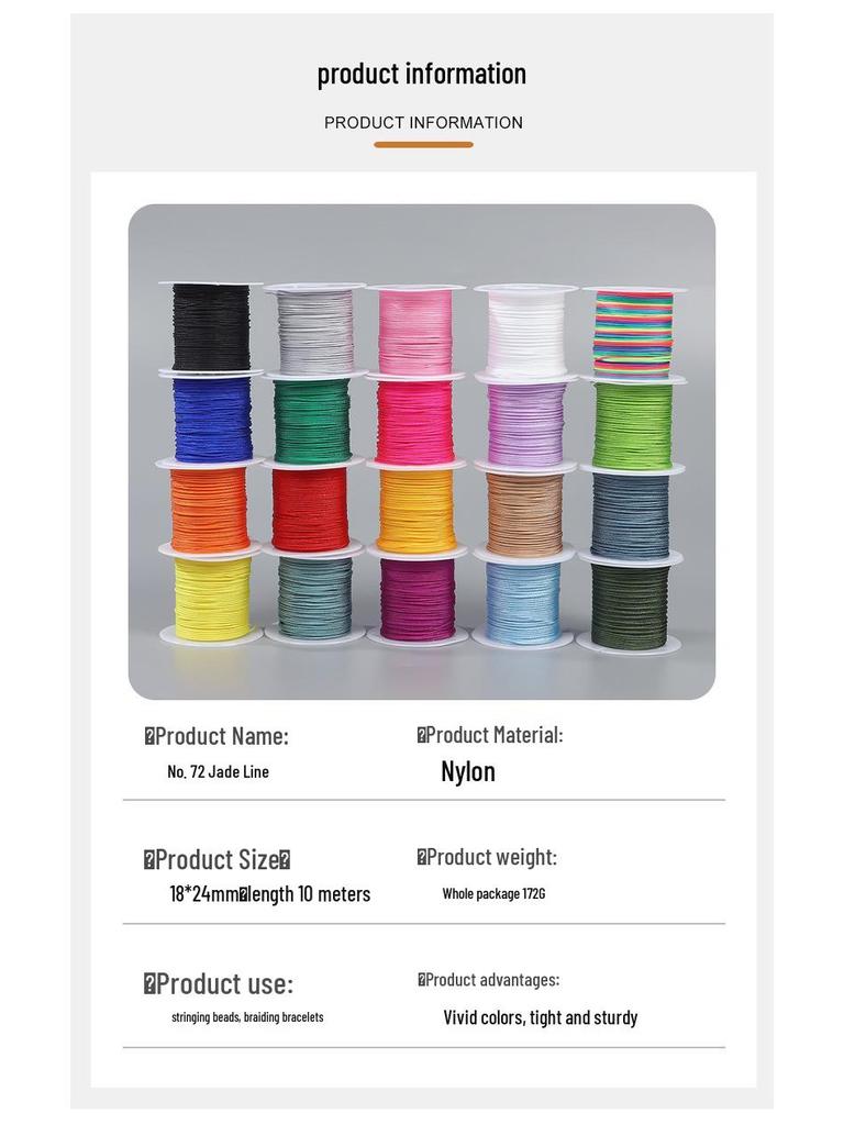 72-Piece Jade Thread Set: 20-Color Braided Cord for DIY Bracelets & Jewelry Making