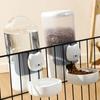 2PCS Cage Mounted Automatic Pet Food Water Dispenser with Cartoon Cats Design Easy Installation For Home Feeding Supply