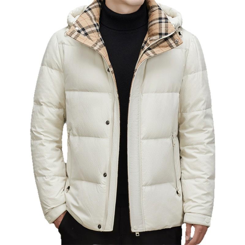 Men's Fashionable 2025 Winter White Duck Down Jacket - Versatile, Casual, Warm Outerwear for Middle-Aged Men