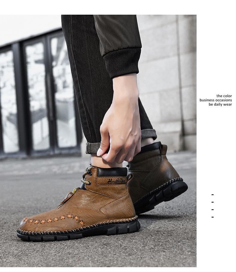 Men's High-Top Martin Boots: Autumn-Winter Thick Sole for Mountaineering, Work, and Outdoor Activities