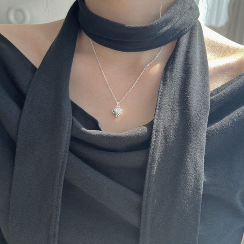 Youngglow silver925 fjäder hjärta halsband (2 färg)